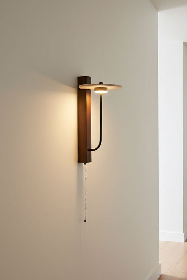 Travertine Disc Arm Wall Lamp