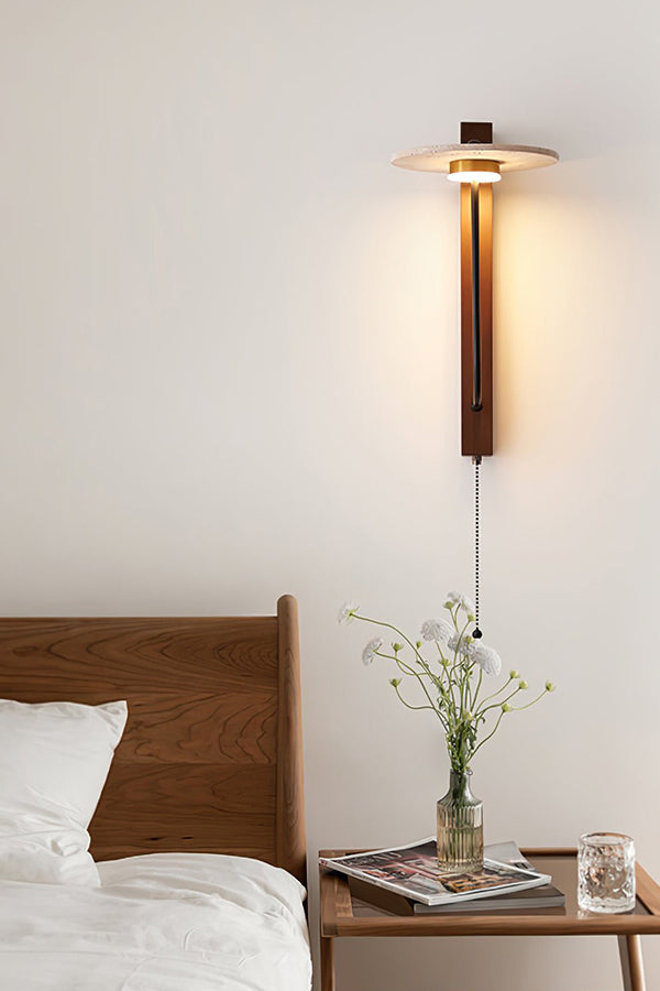 Travertine Disc Arm Wall Lamp