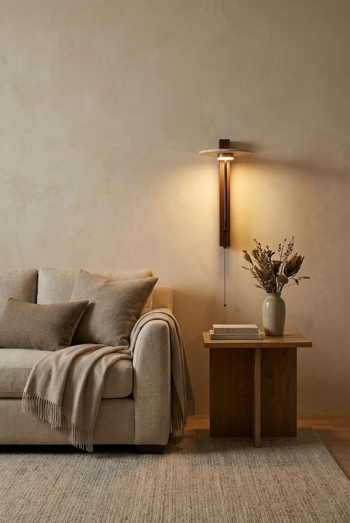 Travertine Disc Arm Wall Lamp