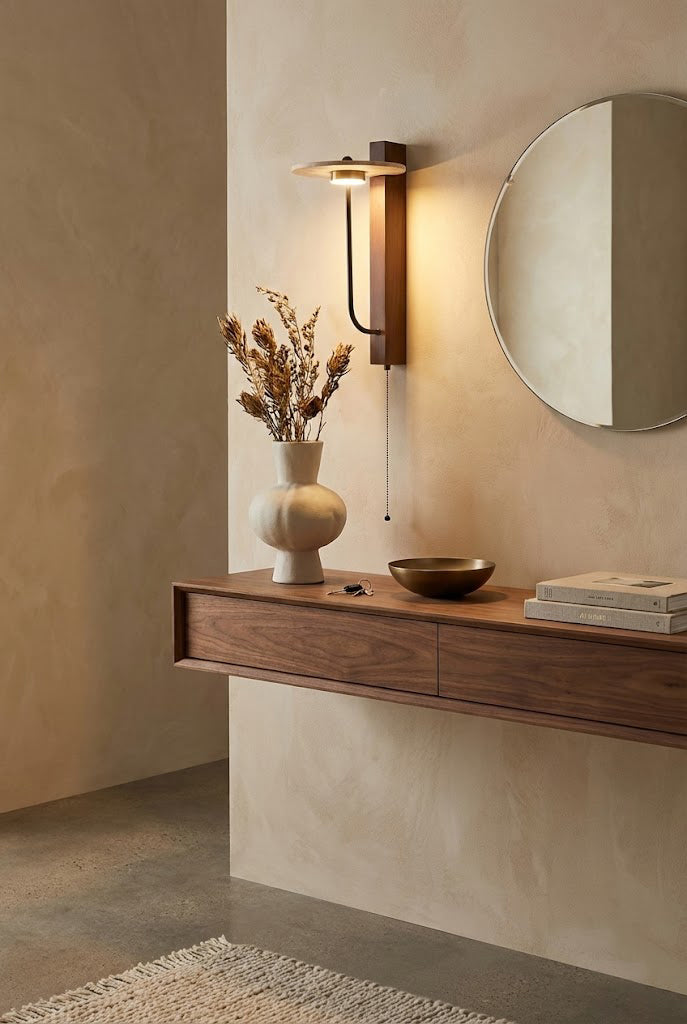 Travertine Disc Arm Wall Lamp