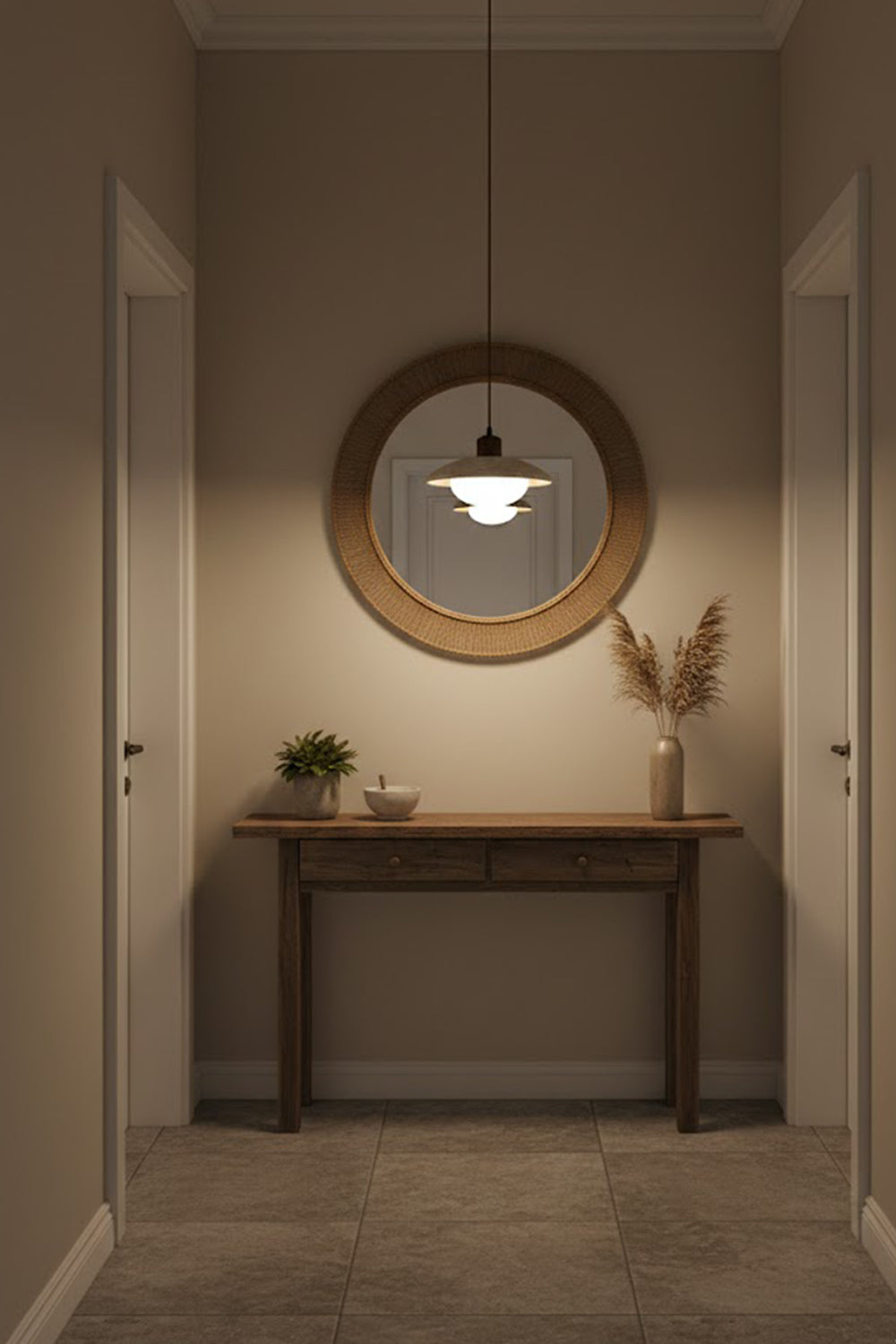 Travertine Disc Pendant Light