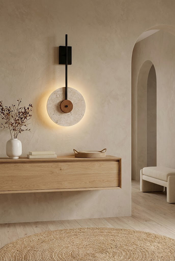 Travertine Halo Wall Sconce