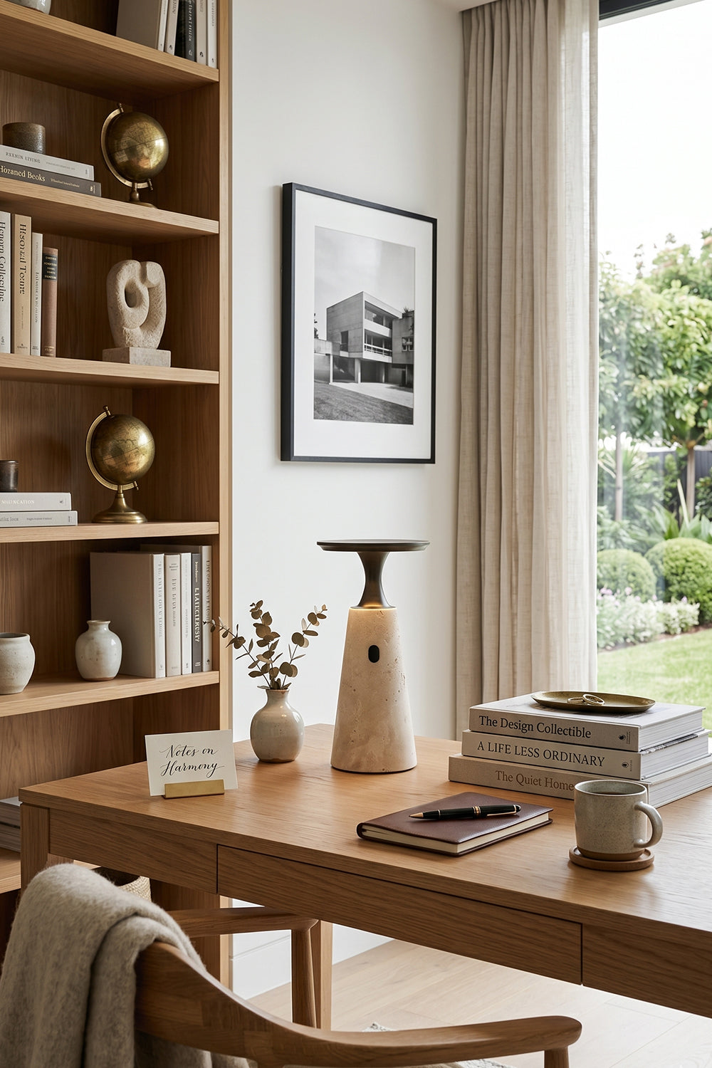 Travertine Obelisk Table Lamp