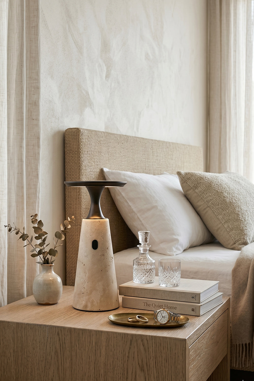 Travertine Obelisk Table Lamp