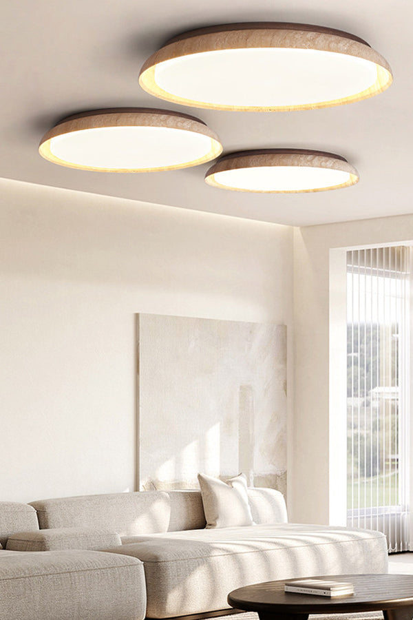 Travertine Round Flush Mount Ceiling Light