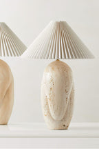 Travertine Table Lamp with Pleated Shade