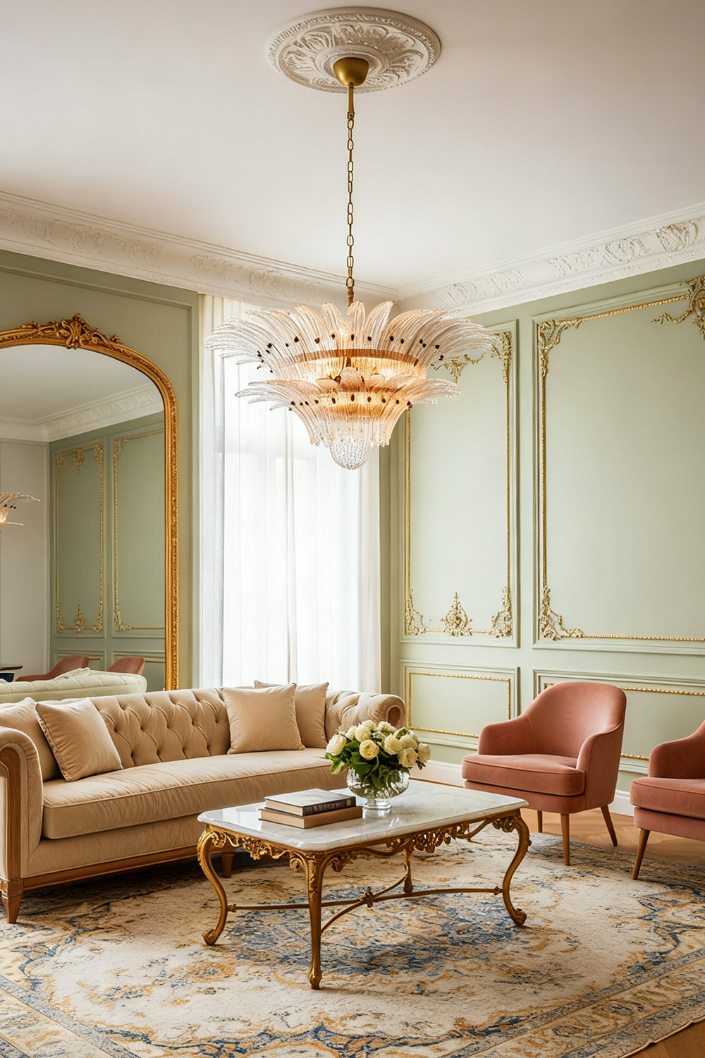 Two-Tier Art Palmette Chandelier