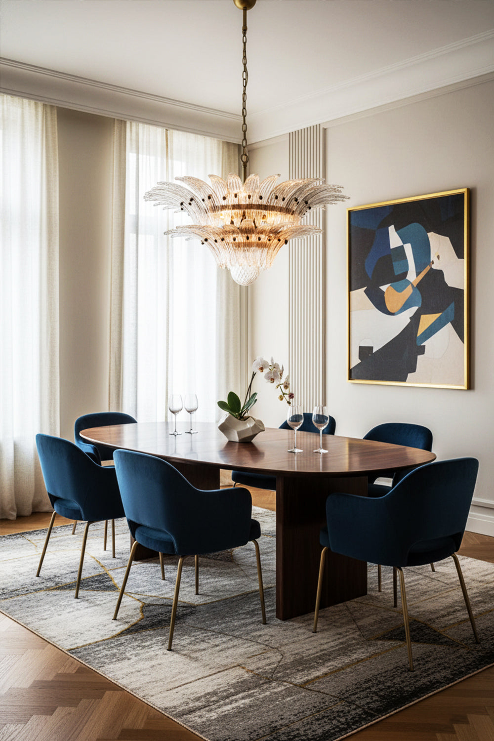 Two-Tier Art Palmette Chandelier