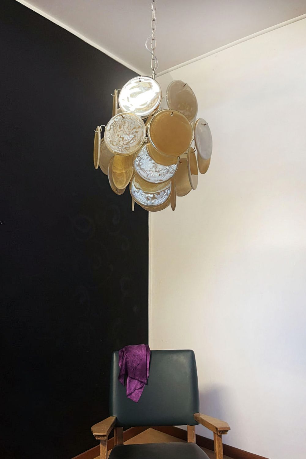 Vintage Art Gold Discs Chandelier