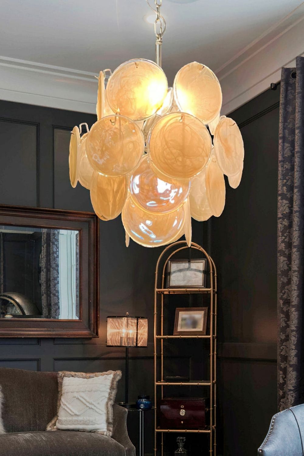 Vintage Art Gold Discs Chandelier
