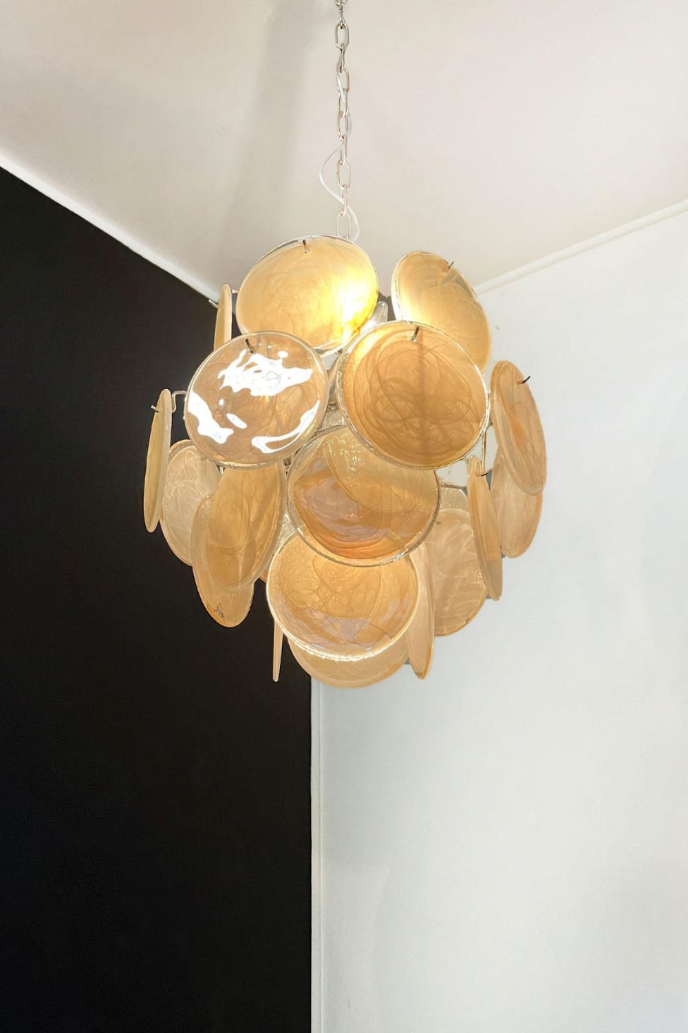 Vintage Art Gold Discs Chandelier