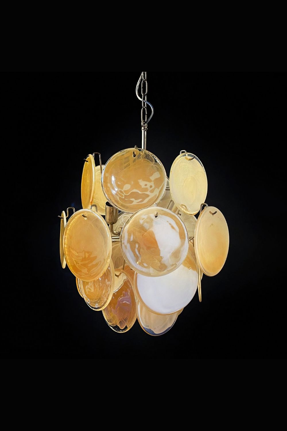Vintage Art Gold Discs Chandelier