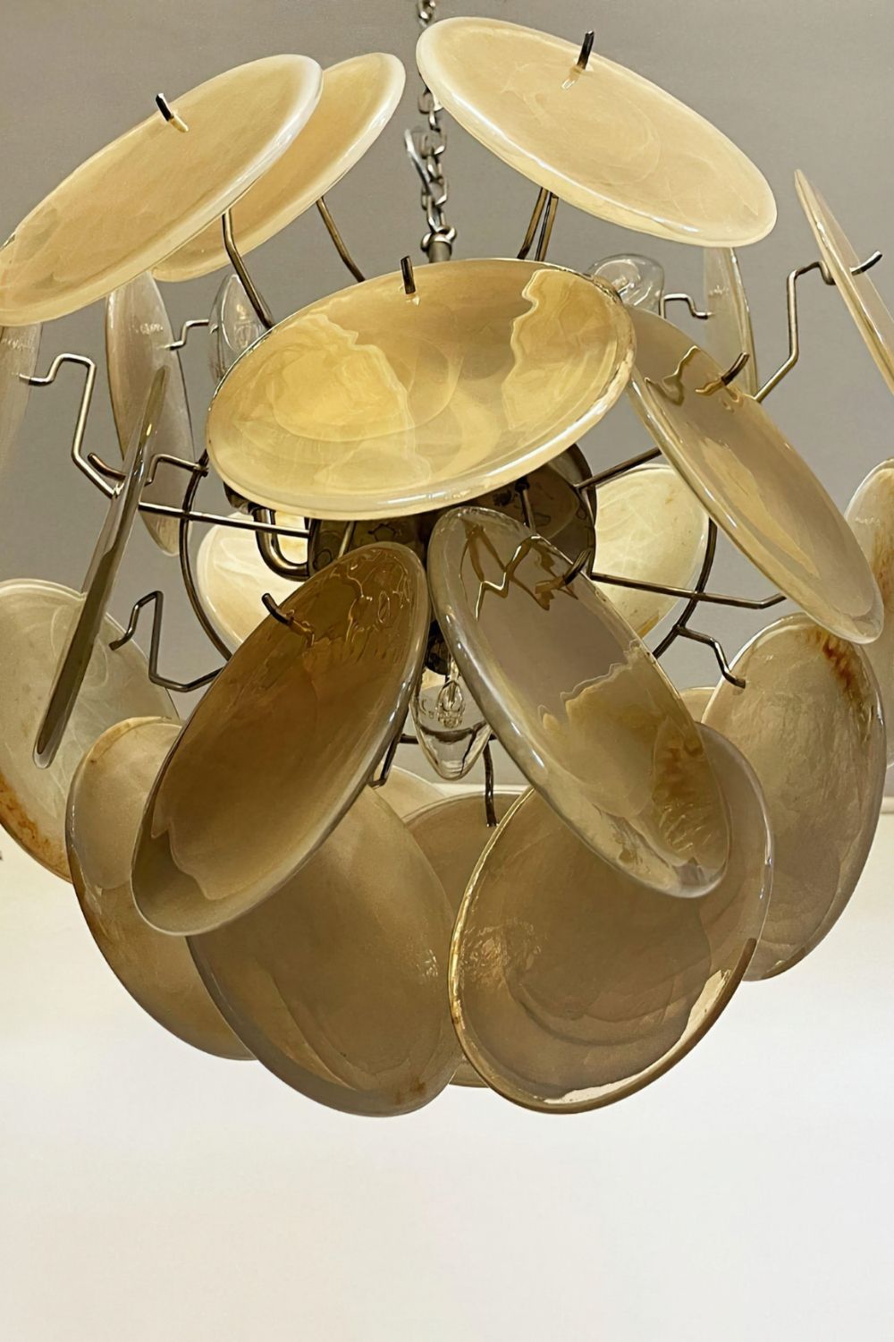 Vintage Art Gold Discs Chandelier