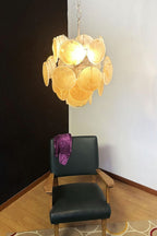 Vintage Art Gold Discs Chandelier