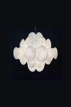 Vintage Art White Glass Disks Chandelier