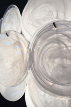 Vintage Art White Glass Disks Chandelier