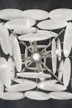 Vintage Art White Glass Disks Chandelier