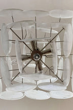 Vintage Art White Glass Disks Chandelier