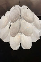 Vintage Art White Glass Disks Chandelier