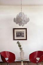 Vintage Art White Glass Disks Chandelier