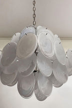 Vintage Art White Glass Disks Chandelier
