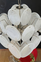 Vintage Art White Glass Disks Chandelier