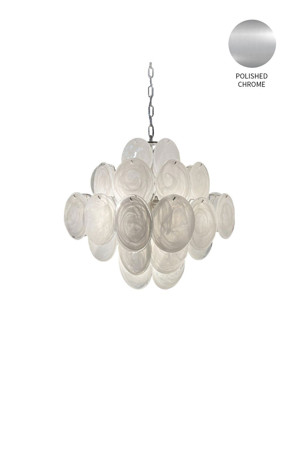 Vintage Art White Glass Disks Chandelier