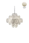 Vintage Art White Glass Disks Chandelier