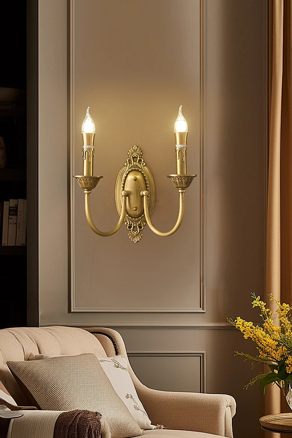 Vintage Candle Brass Wall Lamp