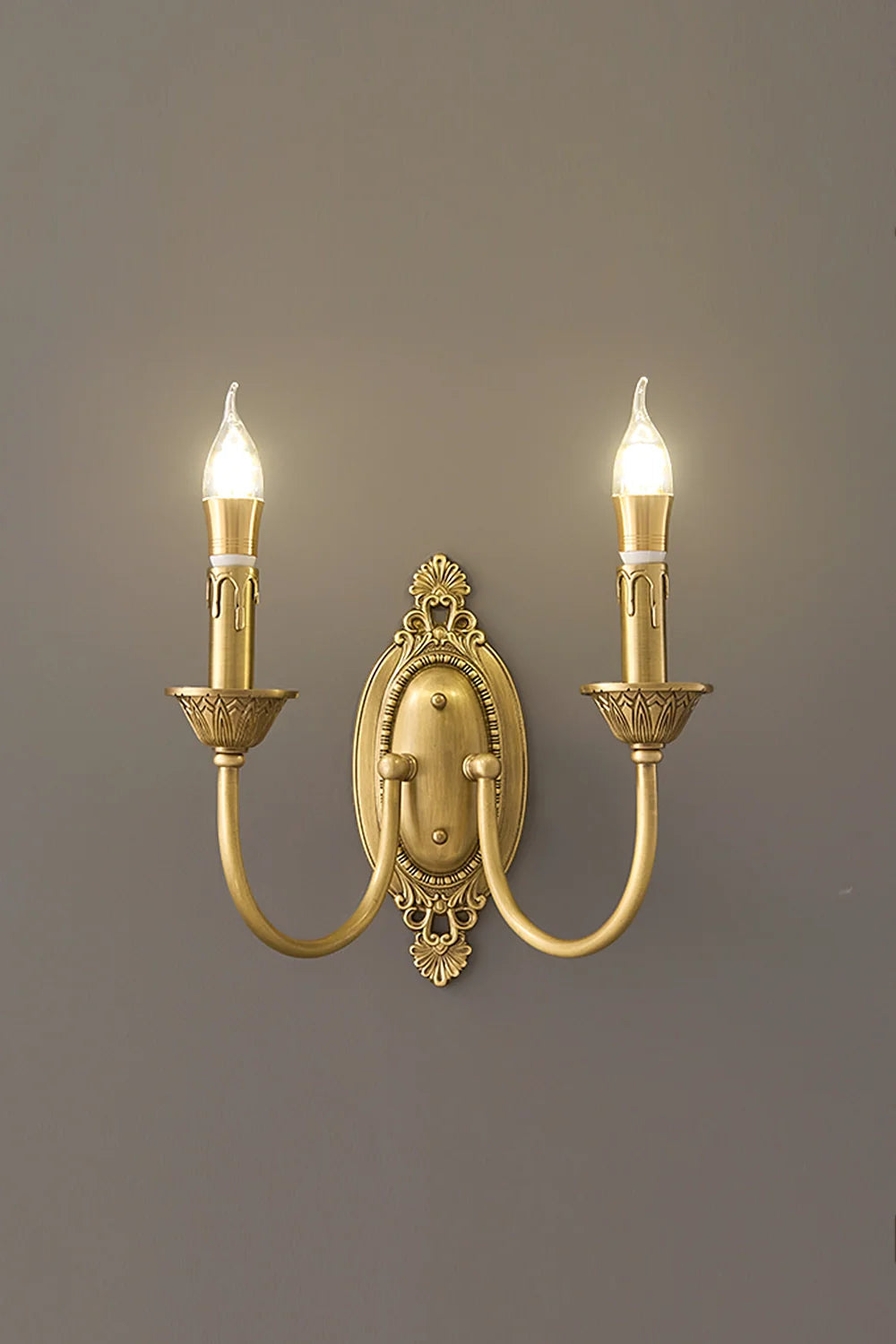 Vintage Candle Brass Wall Lamp