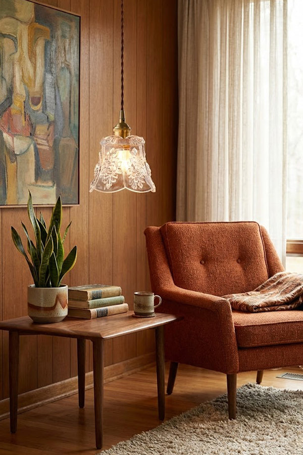Vintage Flower Glass Pendant Light