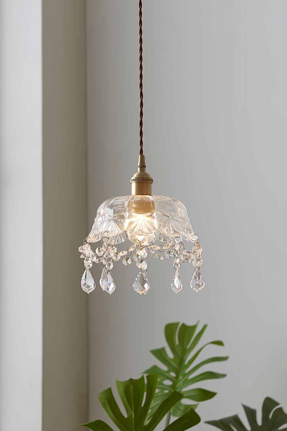 Vintage Glass Jewel Pendant Light