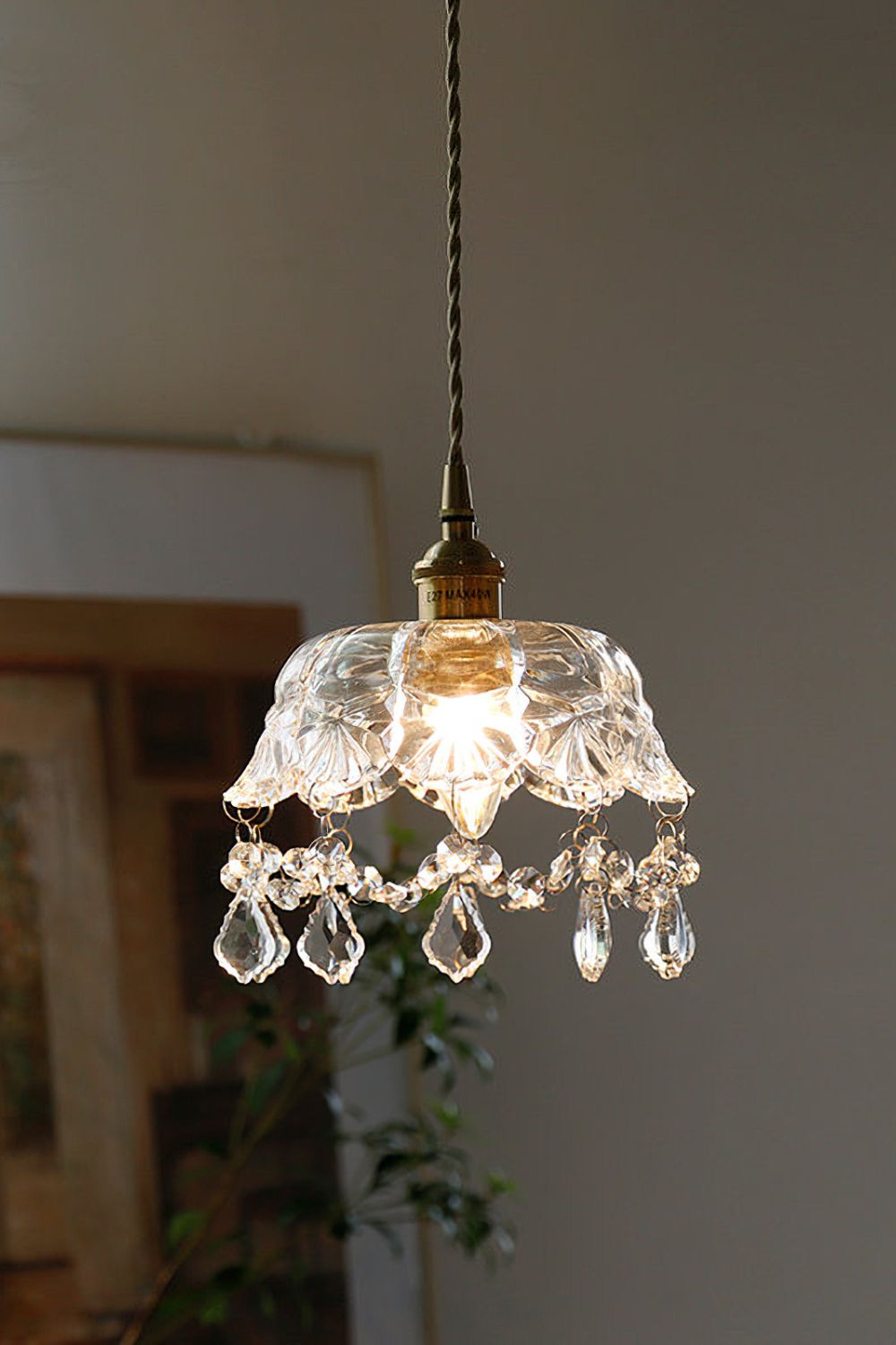 Vintage Glass Jewel Pendant Light