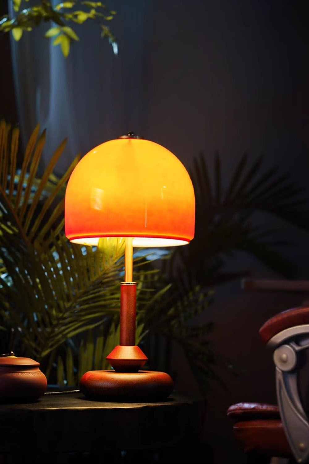 Vintage Glass Mushroom Table Lamp