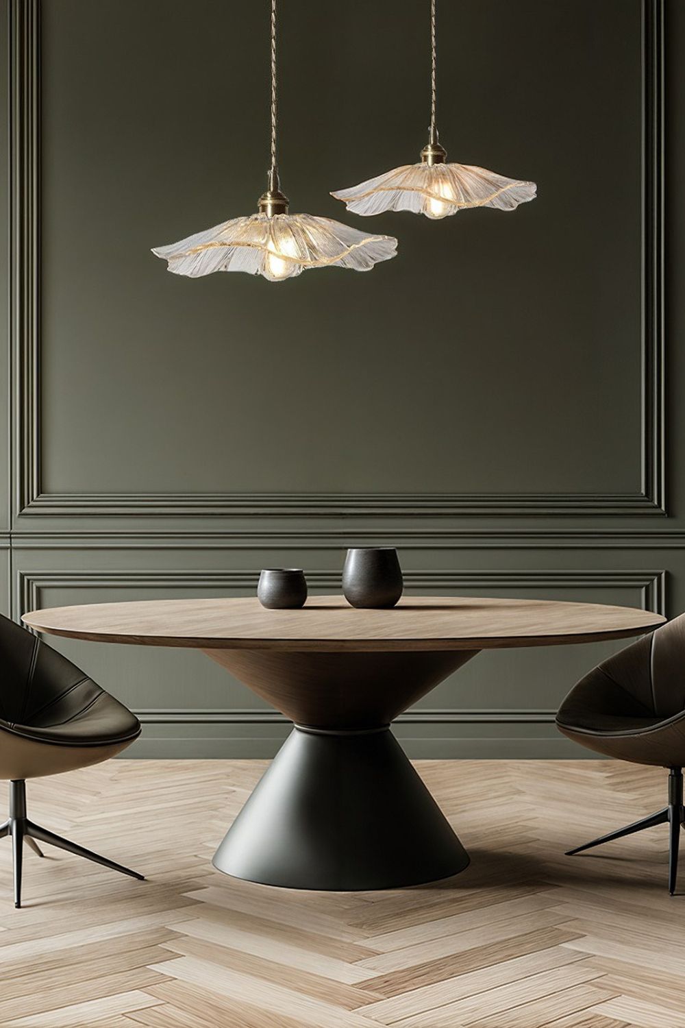 Vintage Lotus Blossom Glass Pendant Light