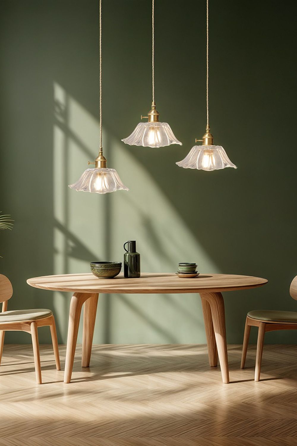 Vintage Lotus Blossom Glass Pendant Light