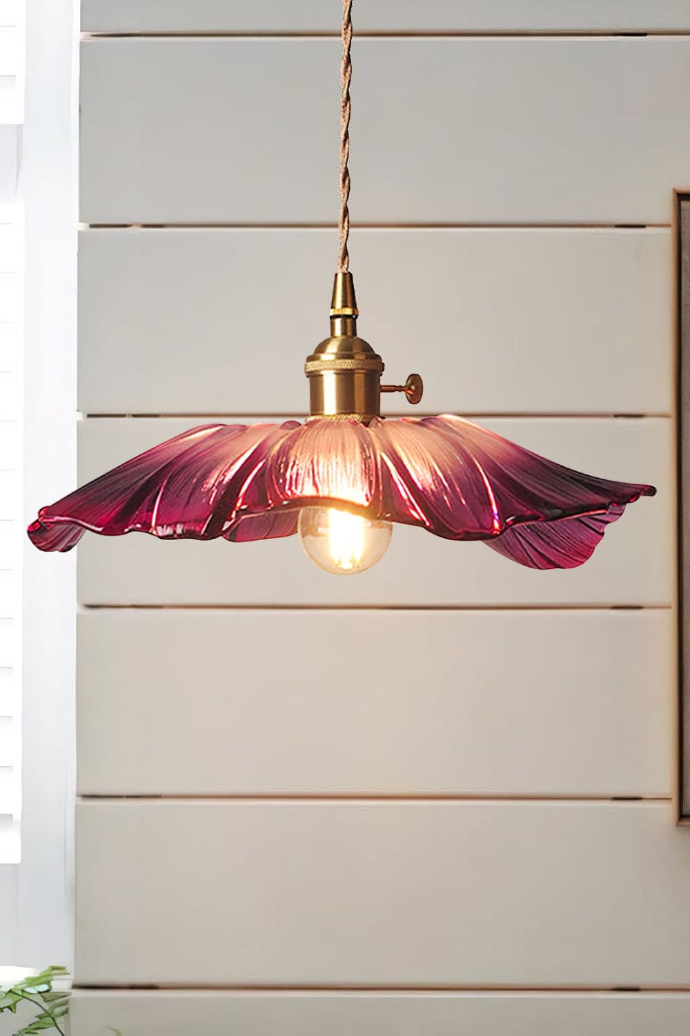 Vintage Lotus Blossom Glass Pendant Light