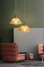 Vintage Lotus Blossom Glass Pendant Light