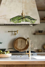 Vintage Lotus Blossom Glass Pendant Light