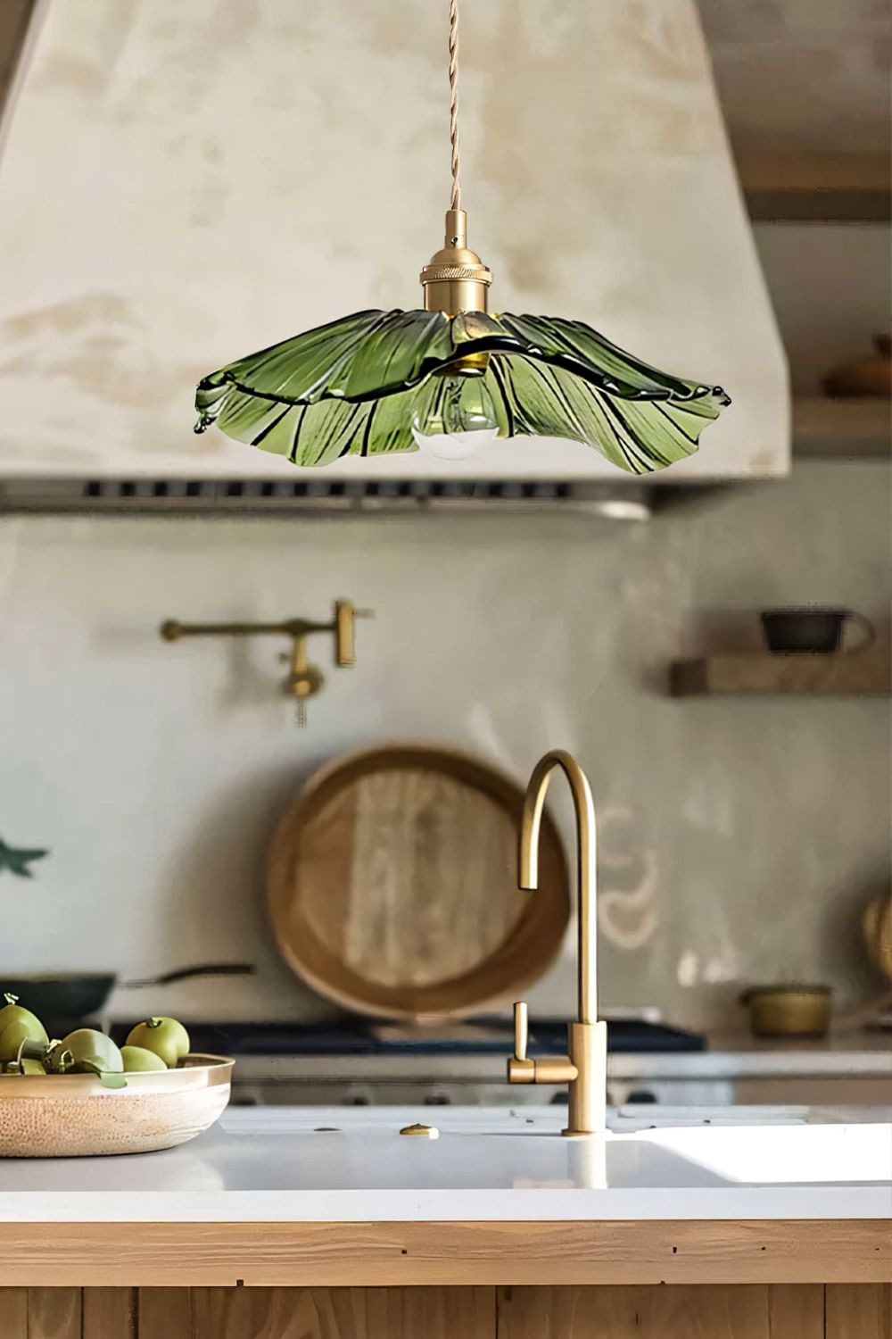 Vintage Lotus Blossom Glass Pendant Light
