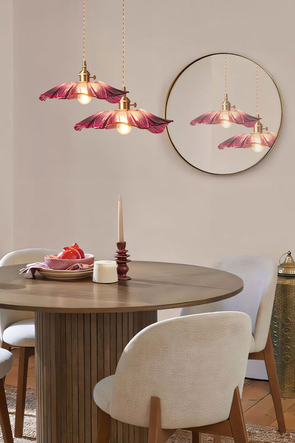Vintage Lotus Blossom Glass Pendant Light