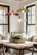 Vintage Lotus Blossom Glass Pendant Light