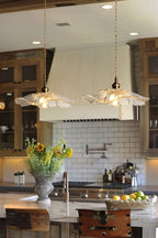 Vintage Lotus Blossom Glass Pendant Light