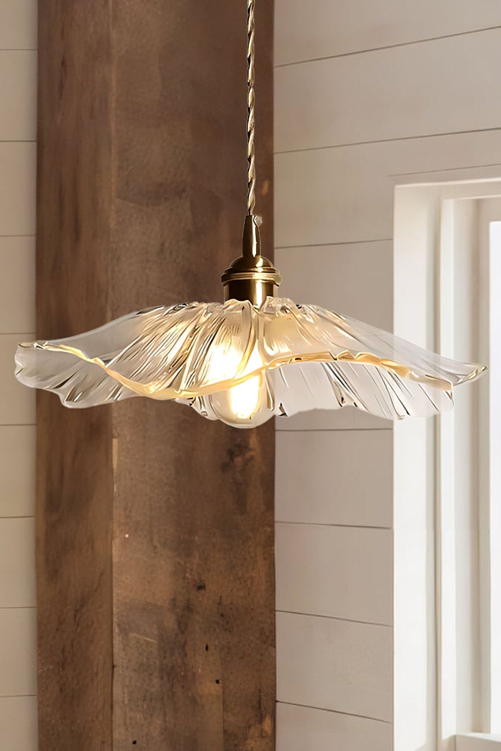 Vintage Lotus Blossom Glass Pendant Light