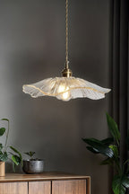 Vintage Lotus Blossom Glass Pendant Light