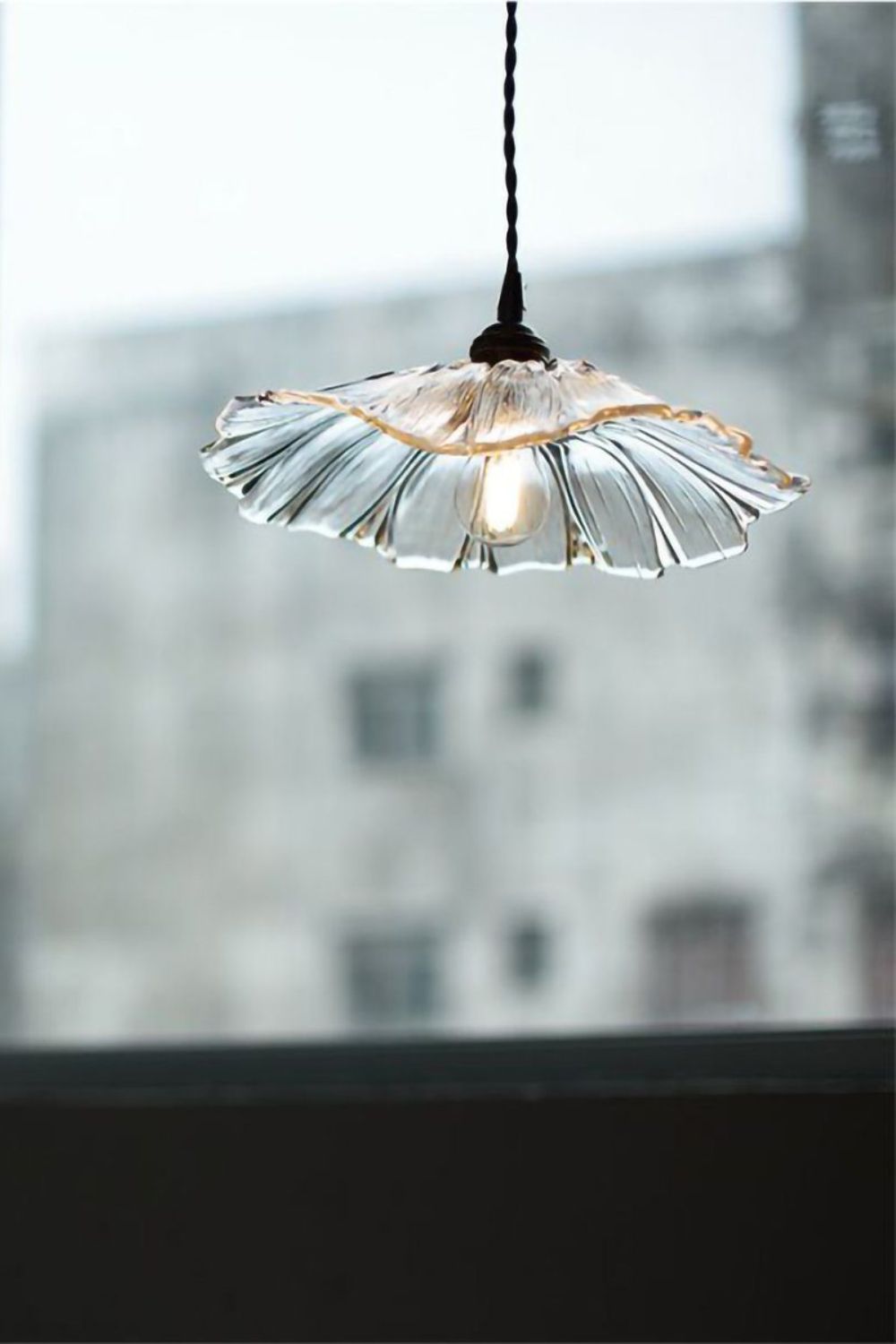 Vintage Lotus Blossom Glass Pendant Light