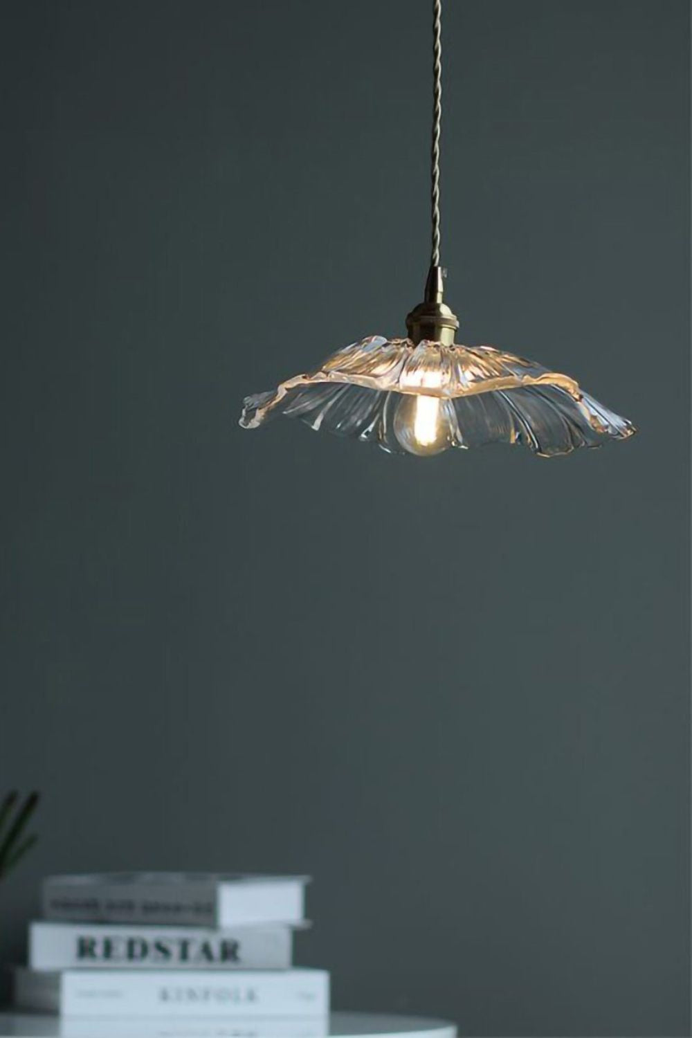 Vintage Lotus Blossom Glass Pendant Light
