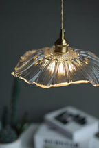 Vintage Lotus Blossom Glass Pendant Light