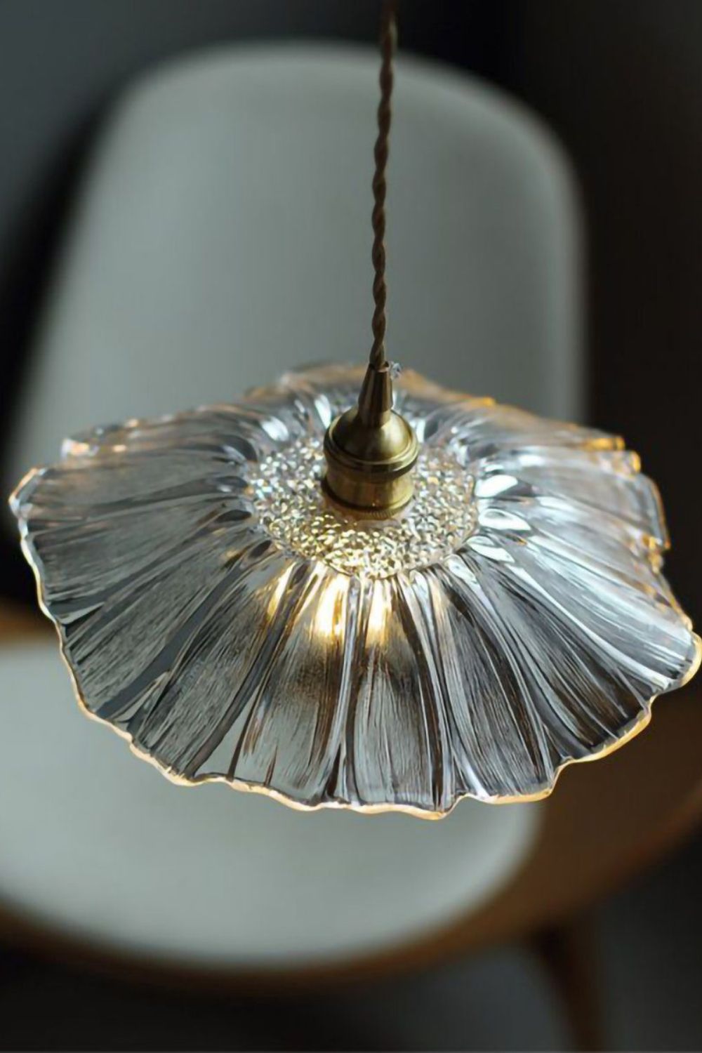 Vintage Lotus Blossom Glass Pendant Light