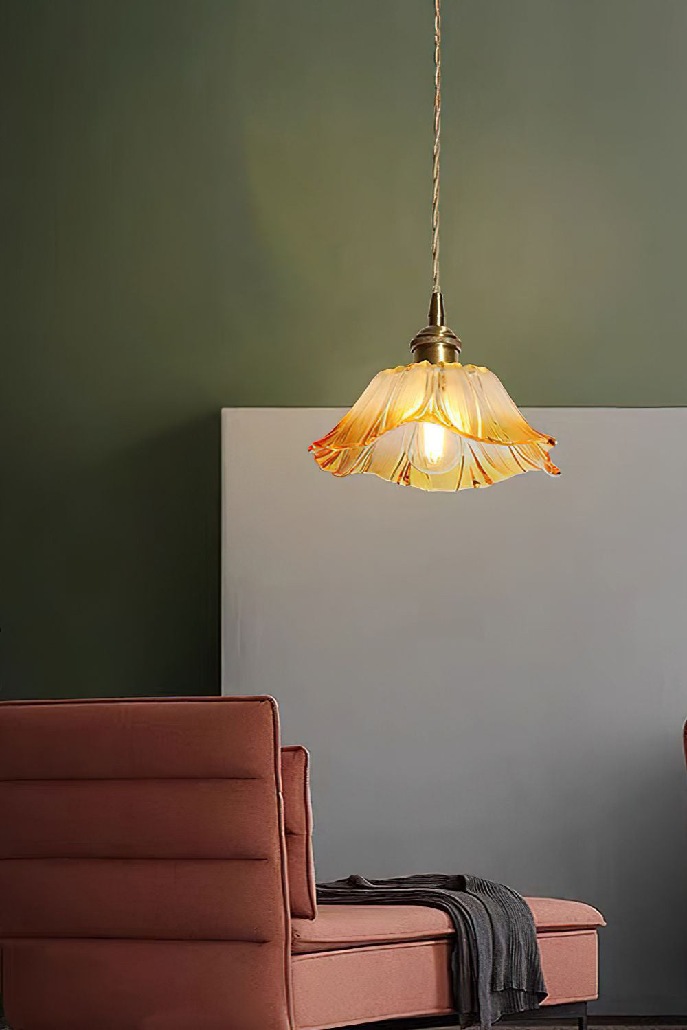 Vintage Lotus Blossom Glass Pendant Light
